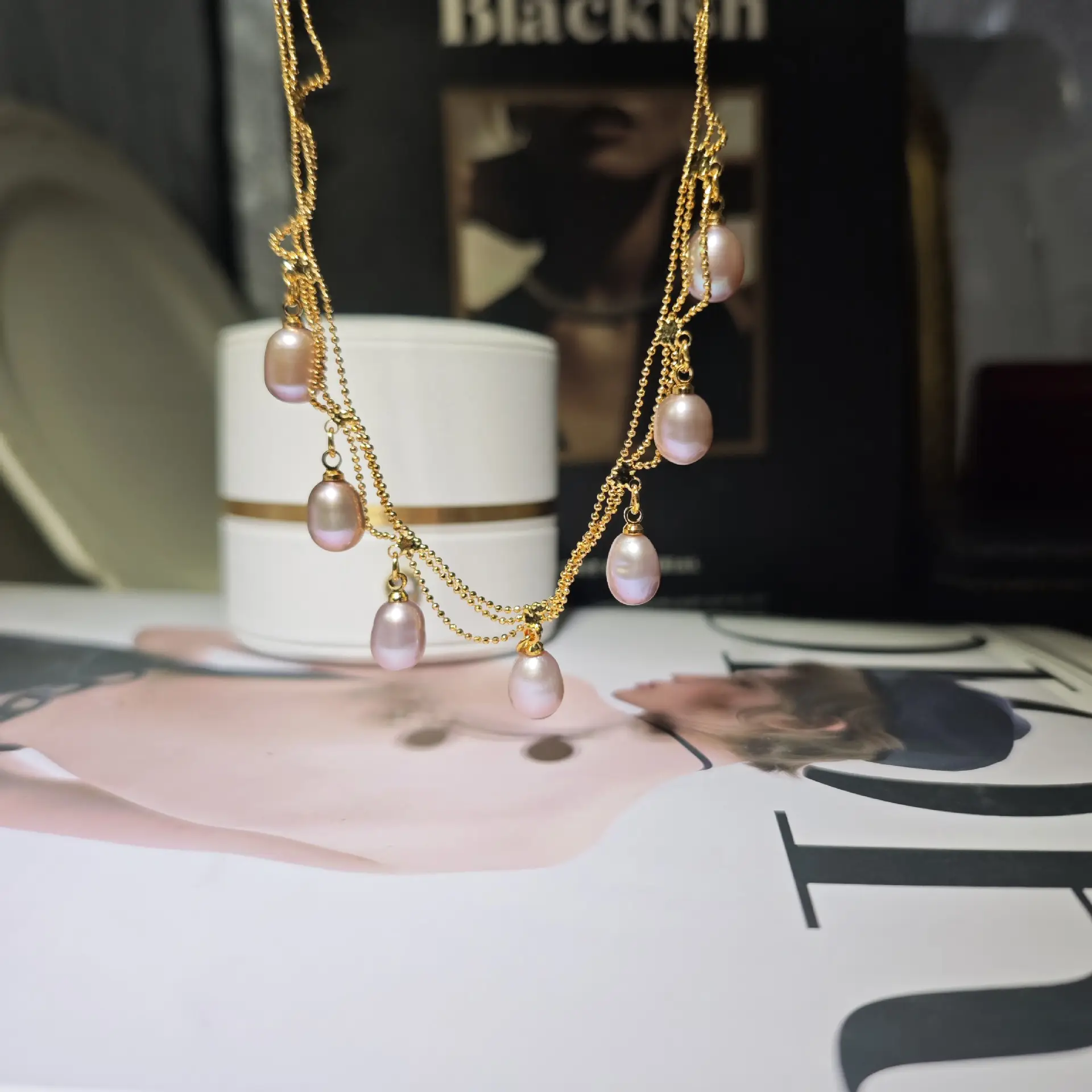 Real Gold Pearl Necklace with Natural Pearls - Image 2