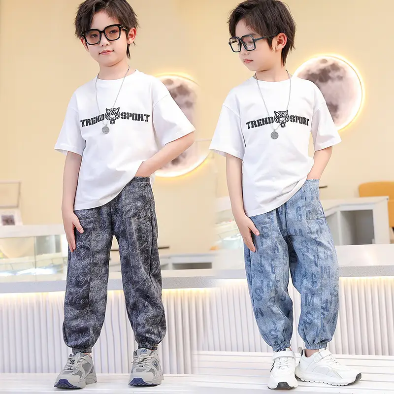 Blue Denim Trousers for Kids Large Casual Summer Pants