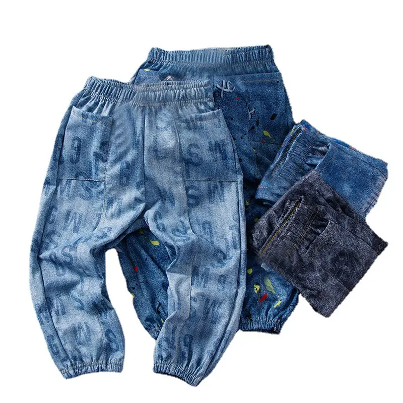 Blue Denim Trousers for Kids Large Casual Summer Pants