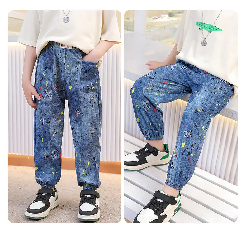 Blue Denim Trousers for Kids Large Casual Summer Pants — feature 16