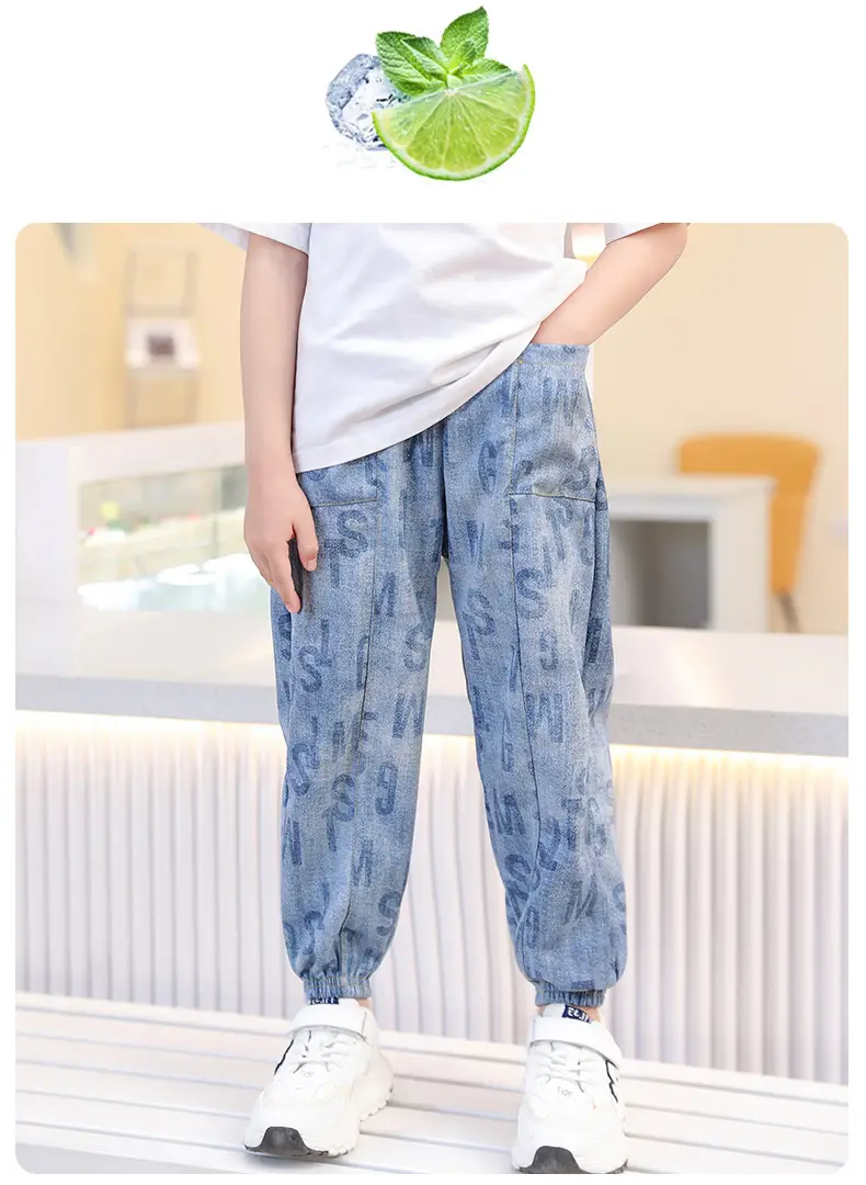 Blue Denim Trousers for Kids Large Casual Summer Pants — feature 2