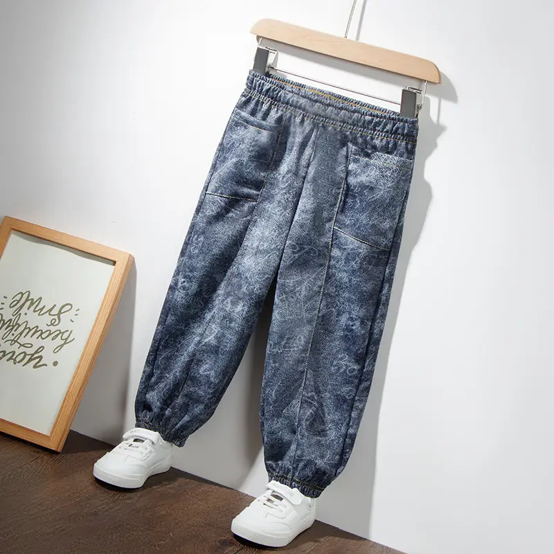 Blue Denim Trousers for Kids Large Casual Summer Pants