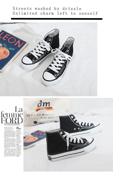 Thick-Soled High-Top Canvas Shoes for Women, Flats Platform Shoes, Versatile Cloth Shoes, Breathable Women's Shoes, Student Korean Style Women's Shoes R66 — feature 11