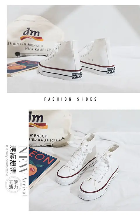 Thick-Soled High-Top Canvas Shoes for Women, Flats Platform Shoes, Versatile Cloth Shoes, Breathable Women's Shoes, Student Korean Style Women's Shoes R66 — feature 12