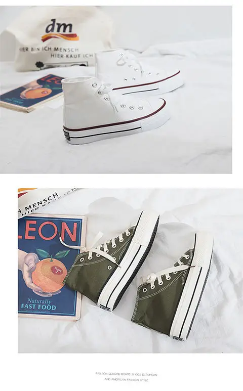 Thick-Soled High-Top Canvas Shoes for Women, Flats Platform Shoes, Versatile Cloth Shoes, Breathable Women's Shoes, Student Korean Style Women's Shoes R66 — feature 13
