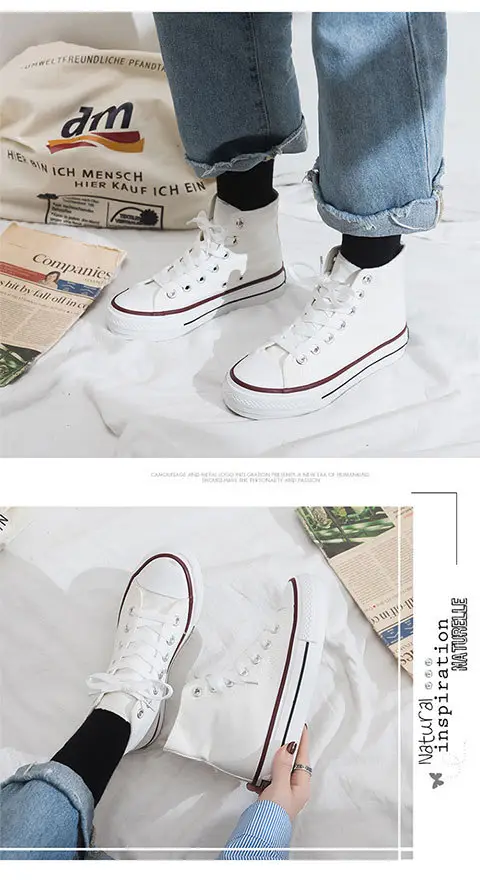 Thick-Soled High-Top Canvas Shoes for Women, Flats Platform Shoes, Versatile Cloth Shoes, Breathable Women's Shoes, Student Korean Style Women's Shoes R66 — feature 6