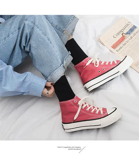 Thick-Soled High-Top Canvas Shoes for Women, Flats Platform Shoes, Versatile Cloth Shoes, Breathable Women's Shoes, Student Korean Style Women's Shoes R66 — feature 9