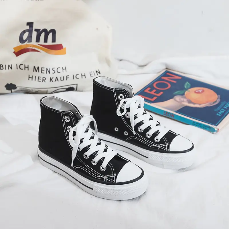 Thick-Soled High-Top Canvas Shoes for Women, Flats Platform Shoes, Versatile Cloth Shoes, Breathable Women's Shoes, Student Korean Style Women's Shoes R66 - Image 2