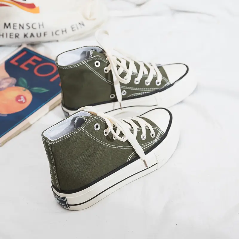 Thick-Soled High-Top Canvas Shoes for Women, Flats Platform Shoes, Versatile Cloth Shoes, Breathable Women's Shoes, Student Korean Style Women's Shoes R66 - Image 4