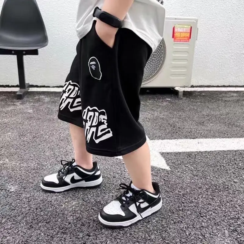 Boys Black Monkey Print Shorts 2026 Summer - Image 3