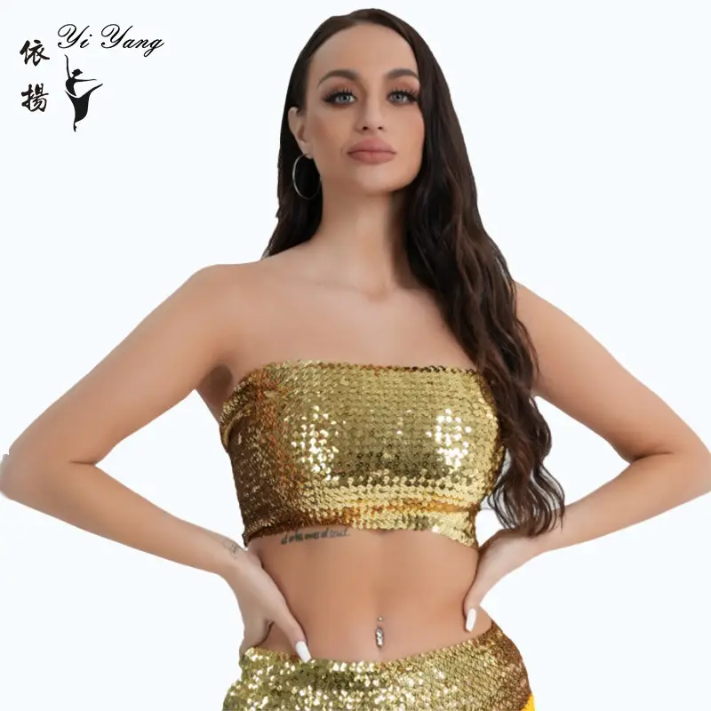 Red Sequined Strapless Bra Top for Women - Image 12