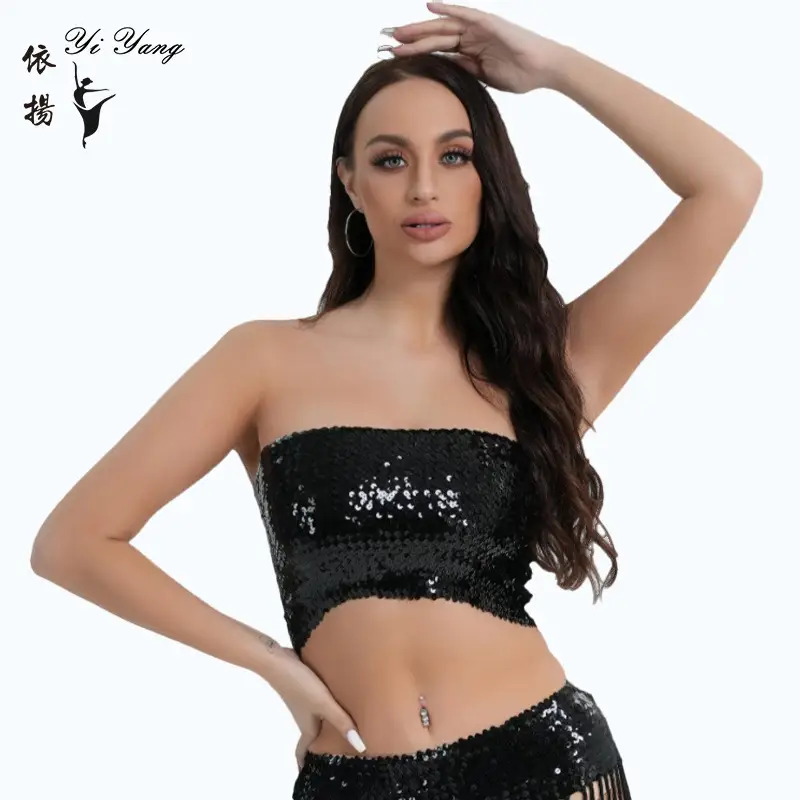 Red Sequined Strapless Bra Top for Women - Image 13