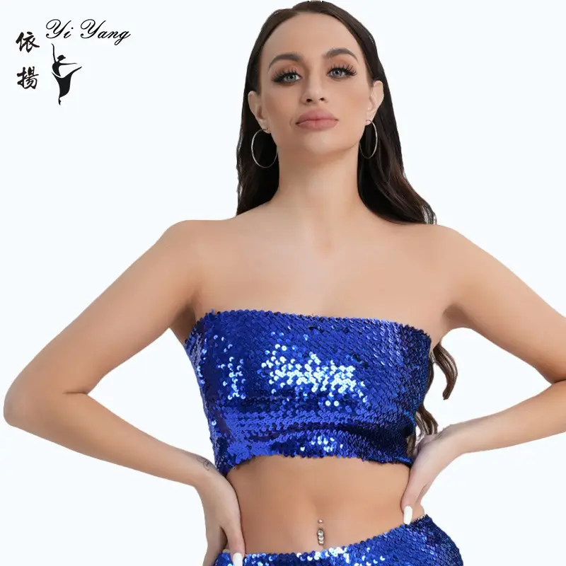 Red Sequined Strapless Bra Top for Women - Image 15