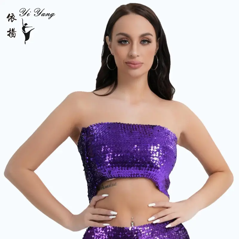 Red Sequined Strapless Bra Top for Women - Image 16