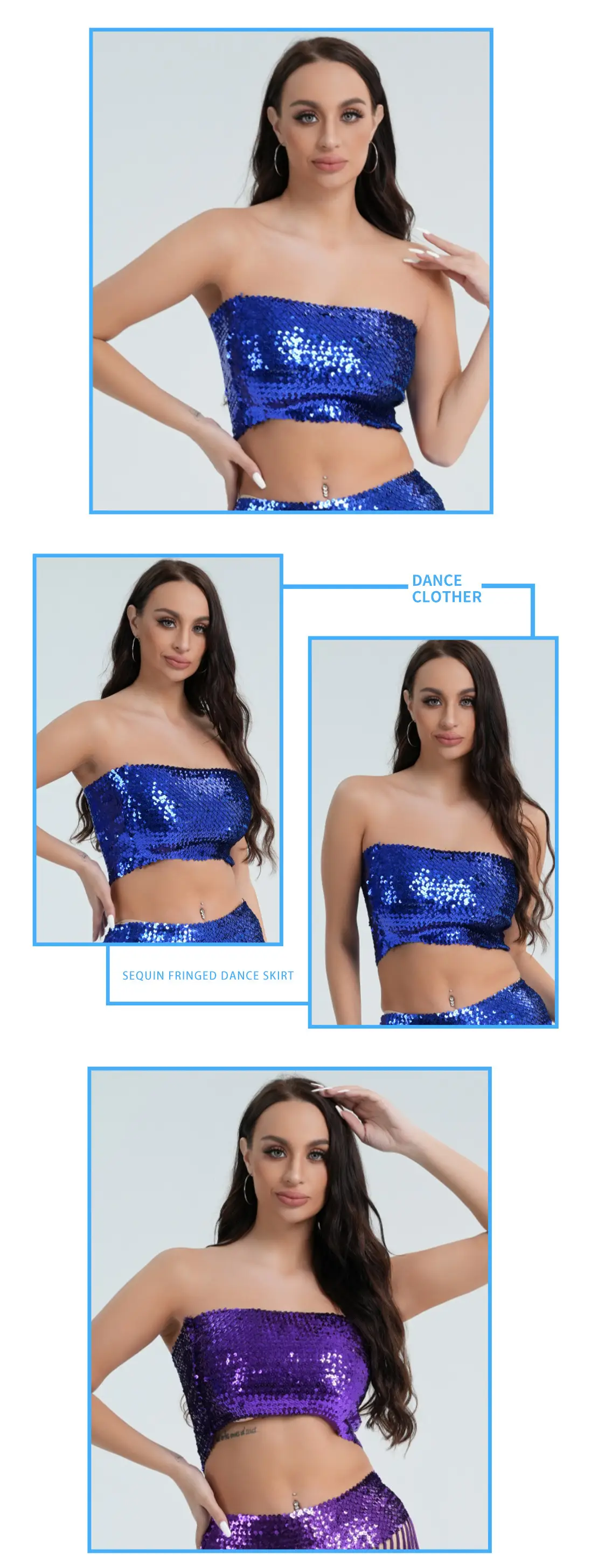 Red Sequined Strapless Bra Top for Women — feature 11