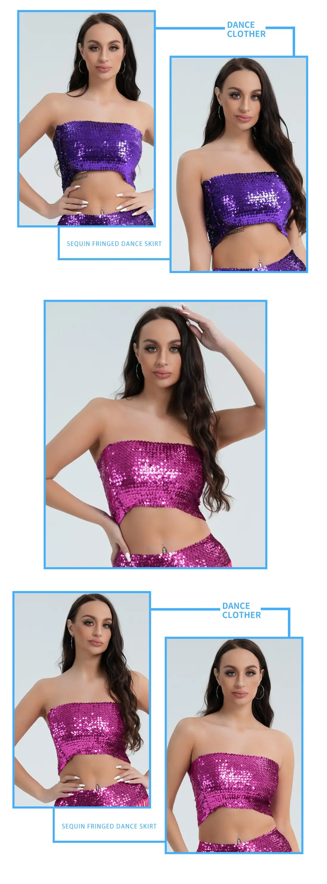 Red Sequined Strapless Bra Top for Women — feature 12