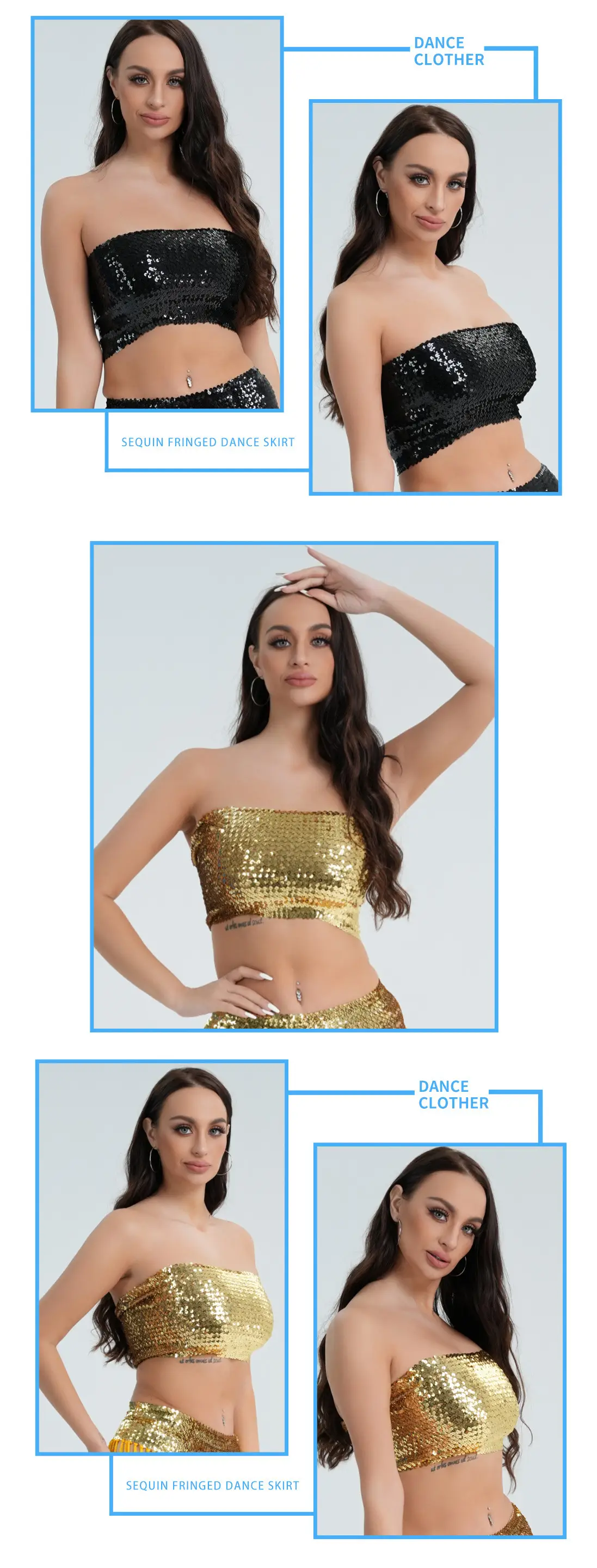 Red Sequined Strapless Bra Top for Women — feature 8