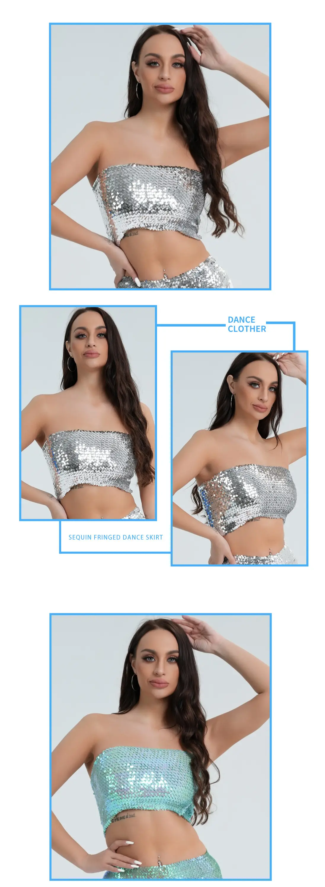 Red Sequined Strapless Bra Top for Women — feature 9