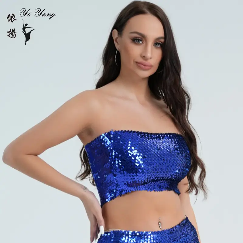 Red Sequined Strapless Bra Top for Women - Image 5