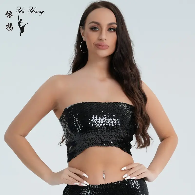 Red Sequined Strapless Bra Top for Women - Image 7