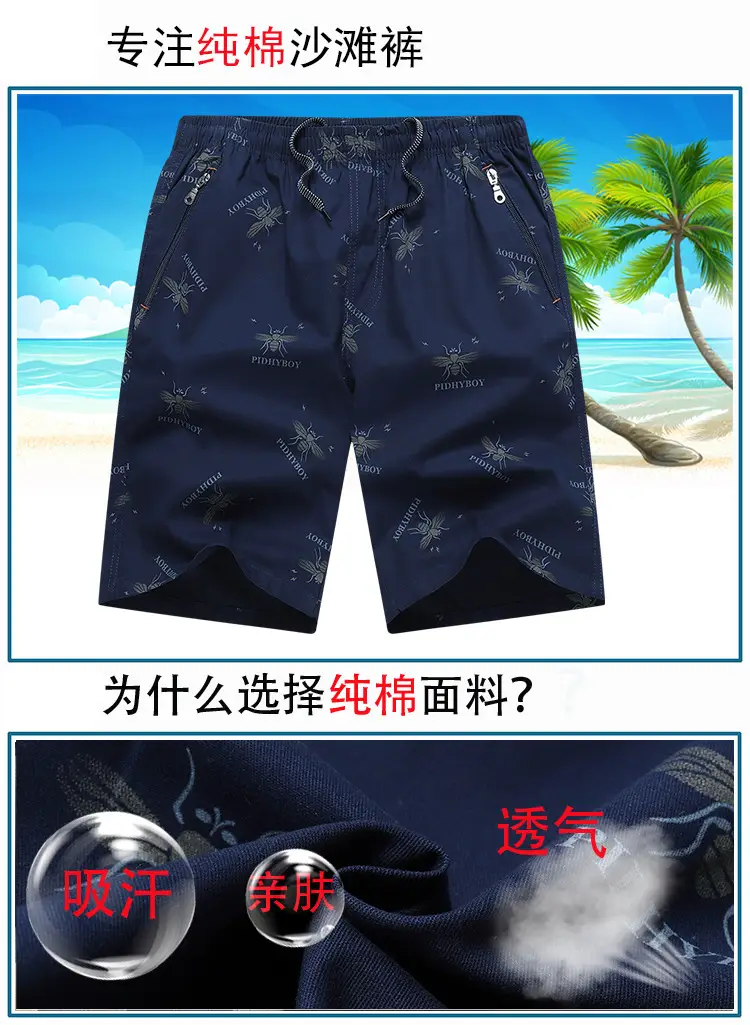 2023 Plus Size Beach Shorts Light Blue Printed — feature 1