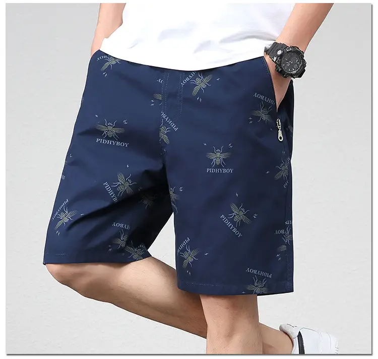 2023 Plus Size Beach Shorts Light Blue Printed — feature 12