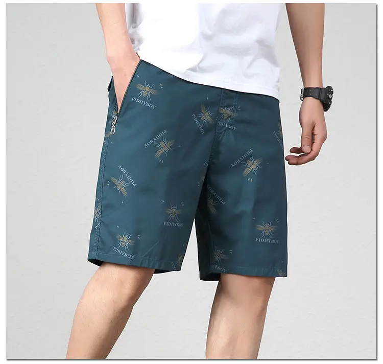 2023 Plus Size Beach Shorts Light Blue Printed — feature 14