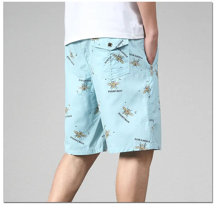 2023 Plus Size Beach Shorts Light Blue Printed — feature 18