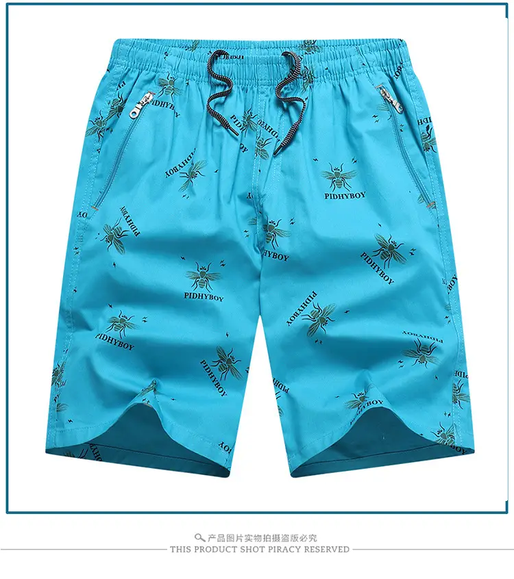 2023 Plus Size Beach Shorts Light Blue Printed — feature 9