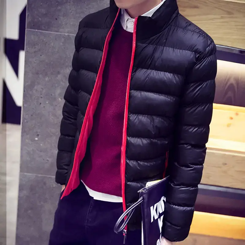 Men Blue Crossbody Puffer Jacket with Crossbody Strap - Image 4