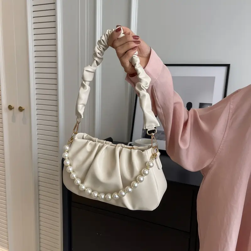 Pink Beaded Pearl Shoulder Bag for Women - Image 7