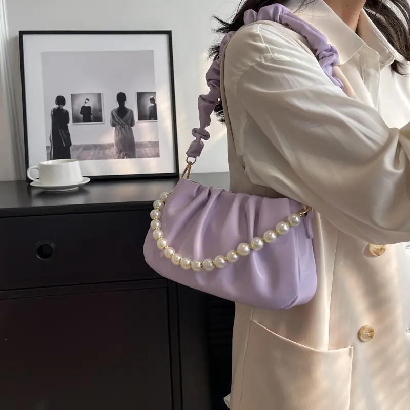 Pink Beaded Pearl Shoulder Bag for Women - Image 8