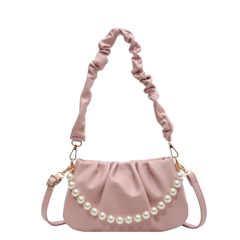 Pink Beaded Pearl Shoulder Bag for Women - Image 5
