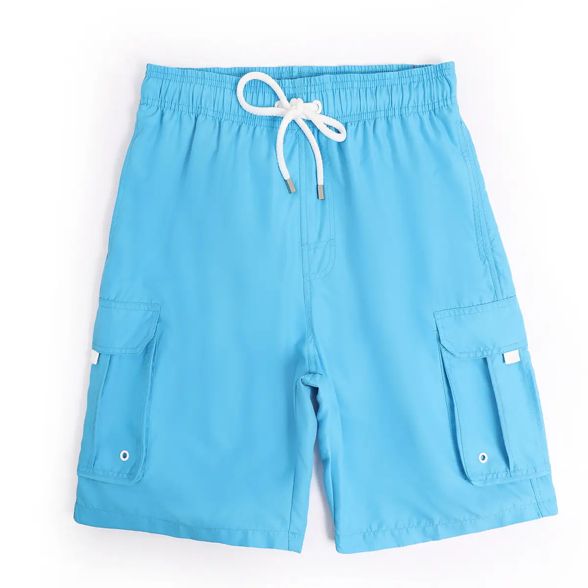 Men Navy Blue Cargo Shorts with Drawstring Waist