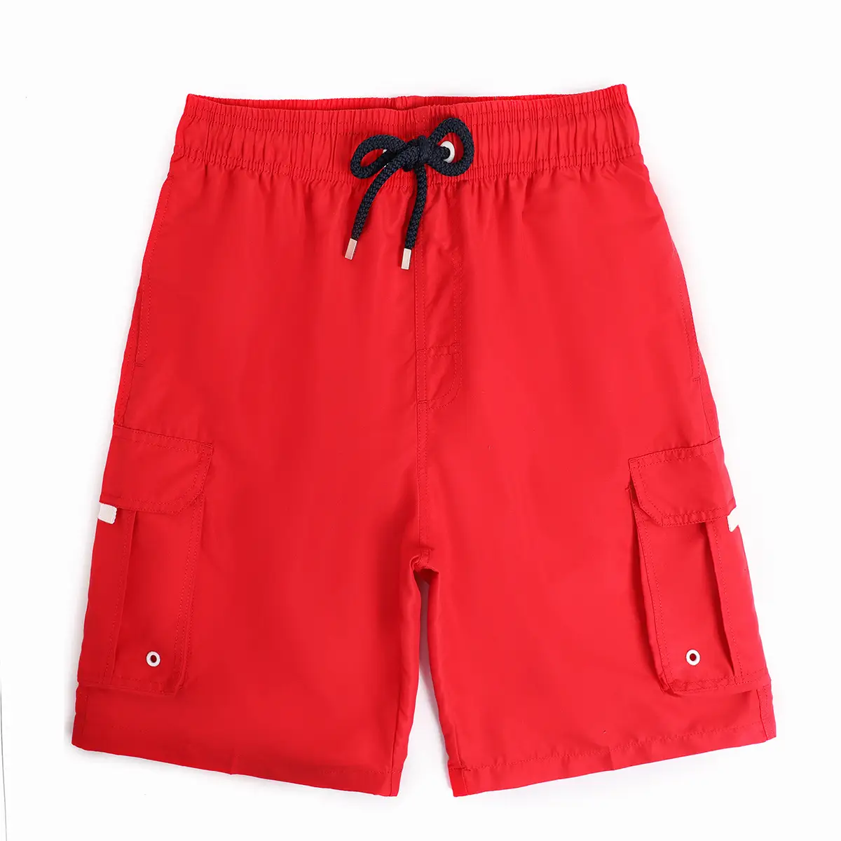 Men Navy Blue Cargo Shorts with Drawstring Waist