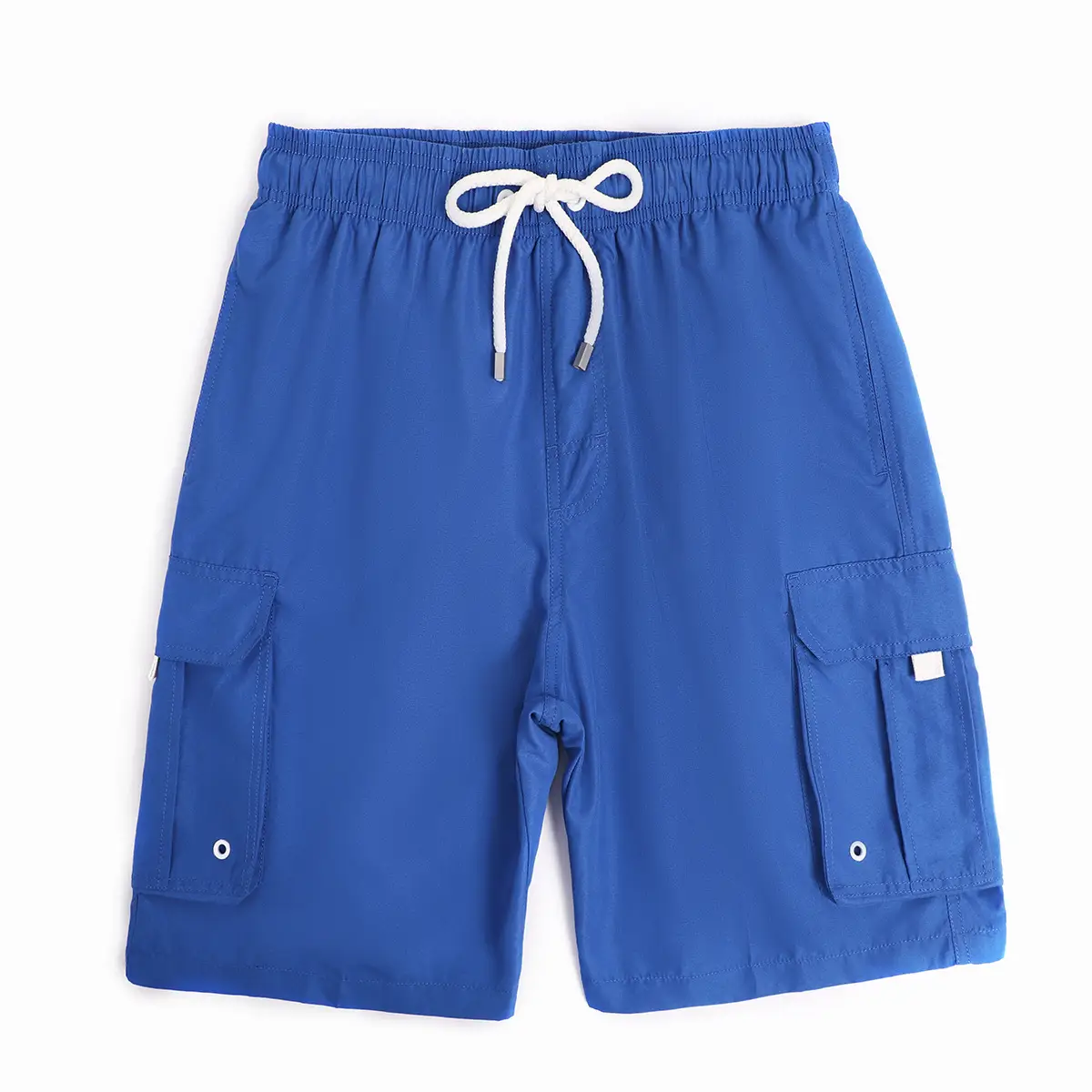 Men Navy Blue Cargo Shorts with Drawstring Waist
