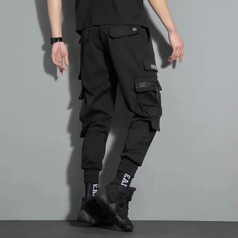 Men Korean Style Functional Harem Pants Olive Green - Image 6