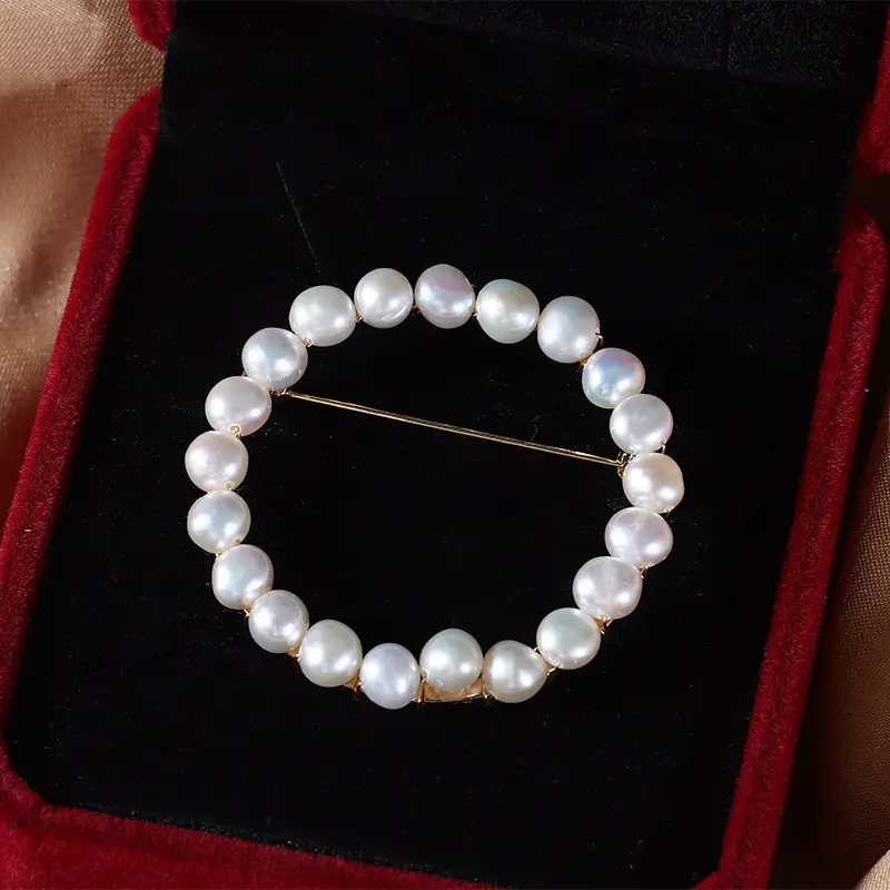 Natural Freshwater Pearl Bracelet 40mm Handwound Baroque Brooch - Image 3