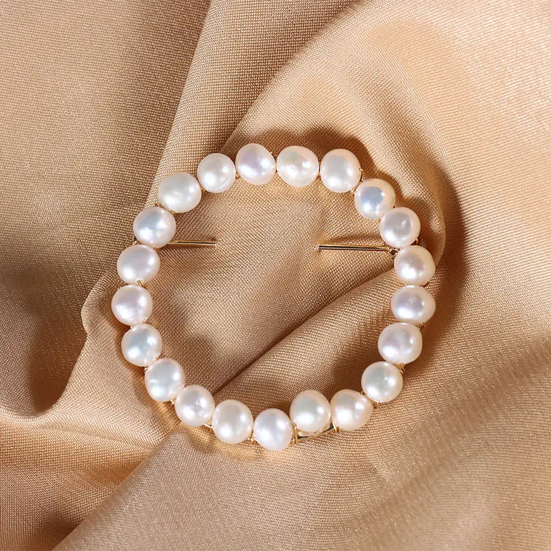 Natural Freshwater Pearl Bracelet 40mm Handwound Baroque Brooch - Image 5