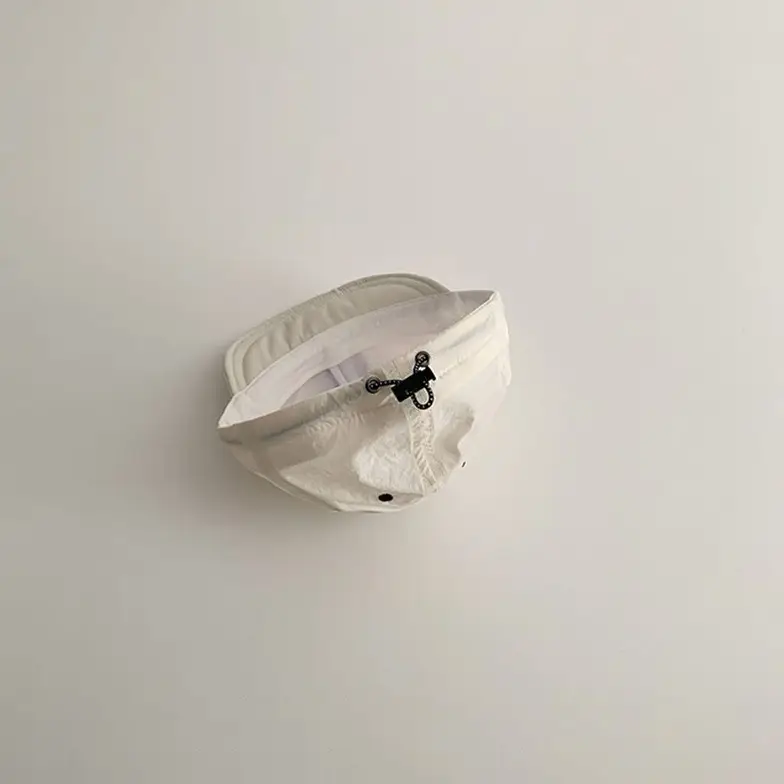 White Korean Style Baby Sun Hat with Blue S Logo - Image 6