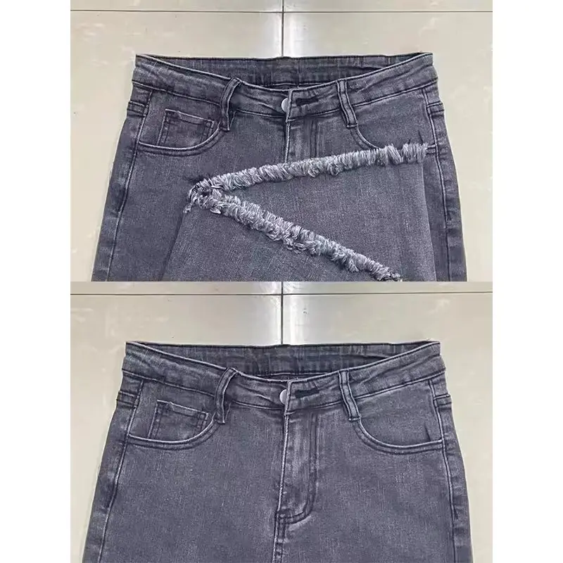 Women Raw Edged Wide Leg Jeans Spring Fall Slimming — feature 7