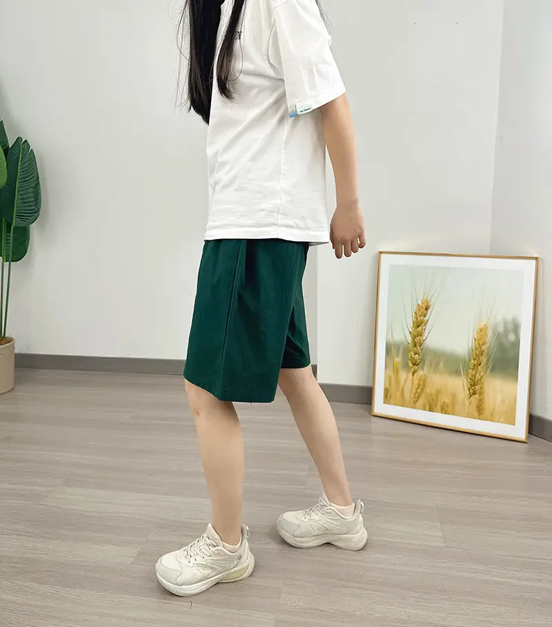 Women Cotton Linen Shorts Red Loose High Waist — feature 17
