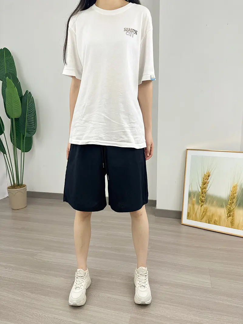 Women Cotton Linen Shorts Red Loose High Waist — feature 33