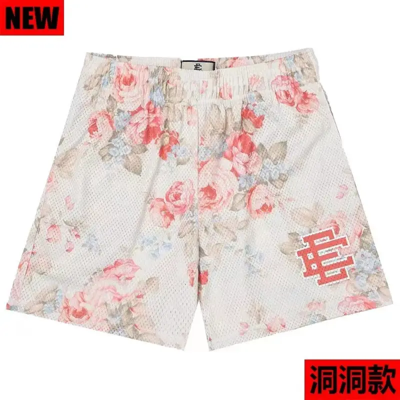 Men Floral Mesh Shorts Pink Brown - Image 2