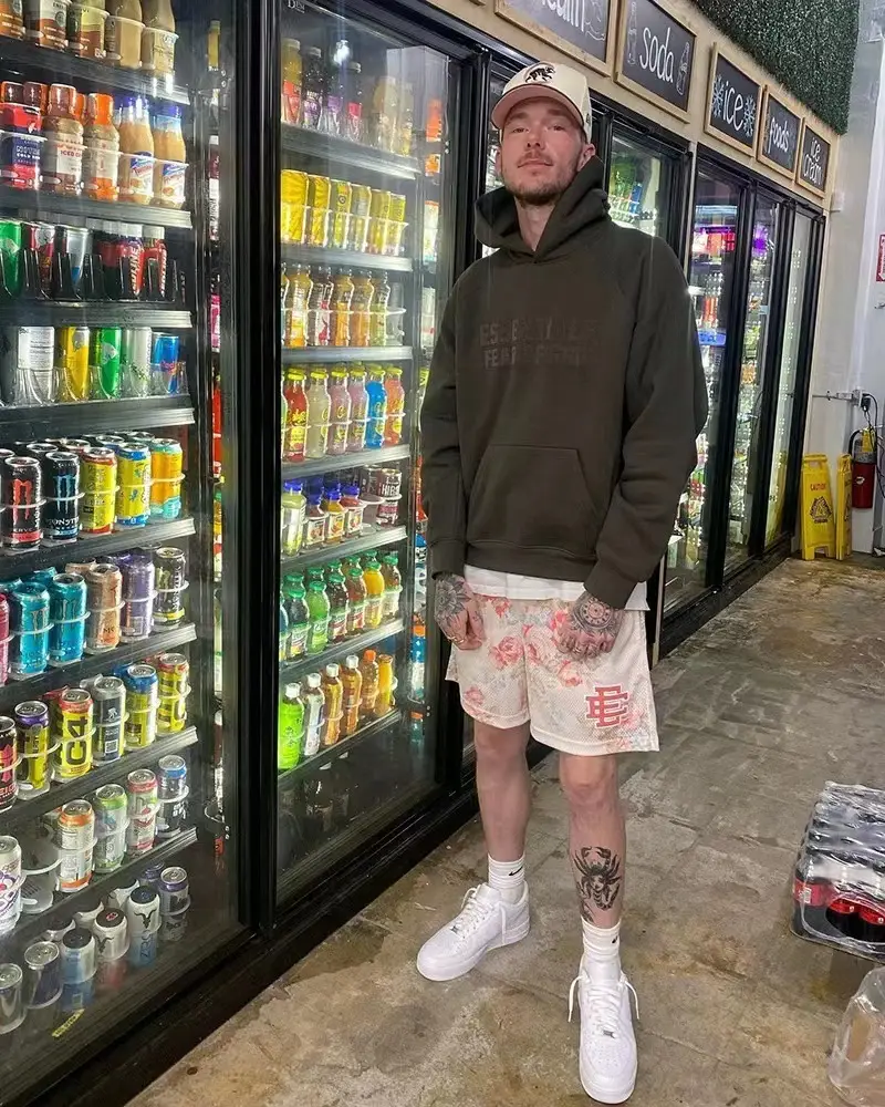 Men Floral Mesh Shorts Pink Brown — feature 12