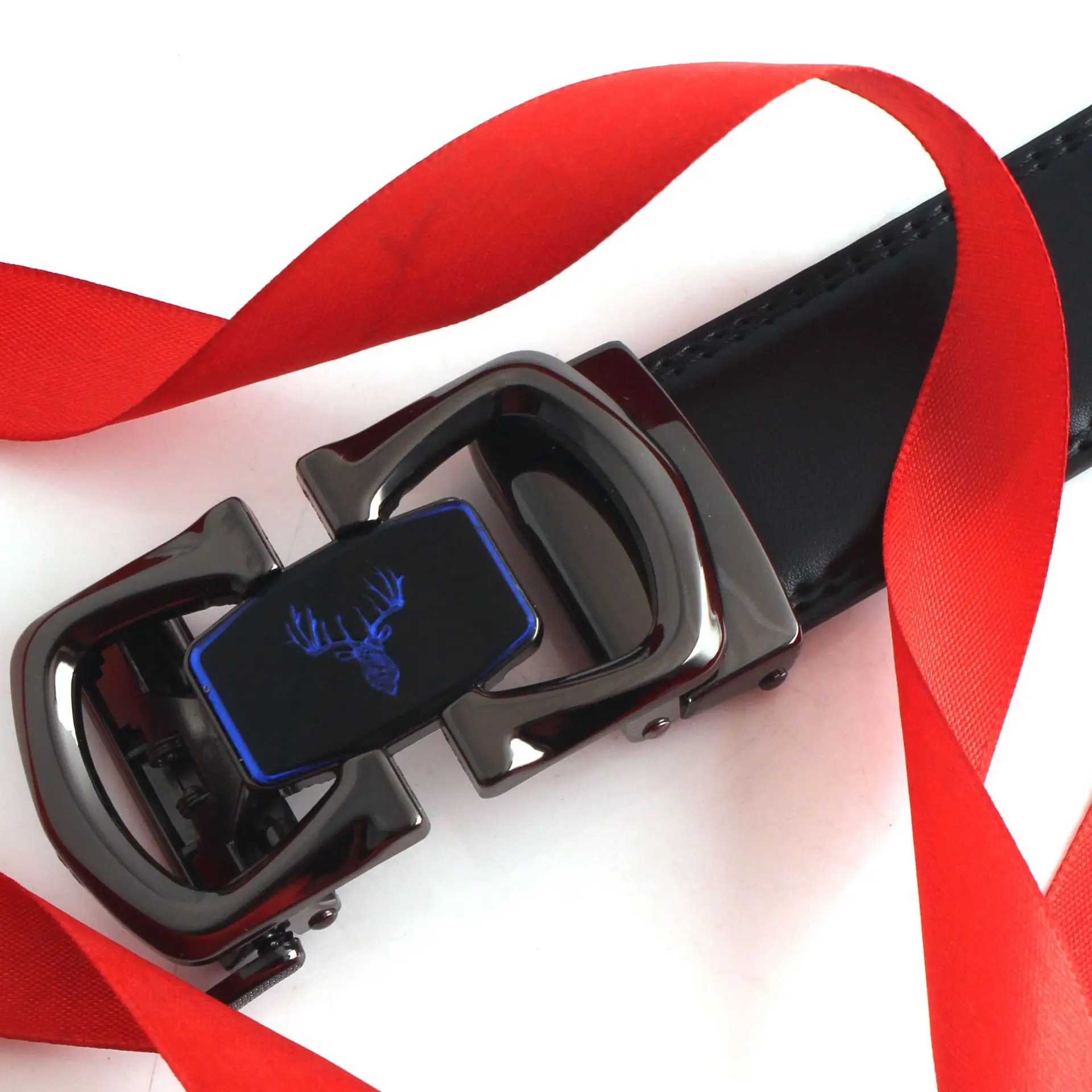 Men's Black Genuine Leather Belt with Automatic Buckle - Image 2