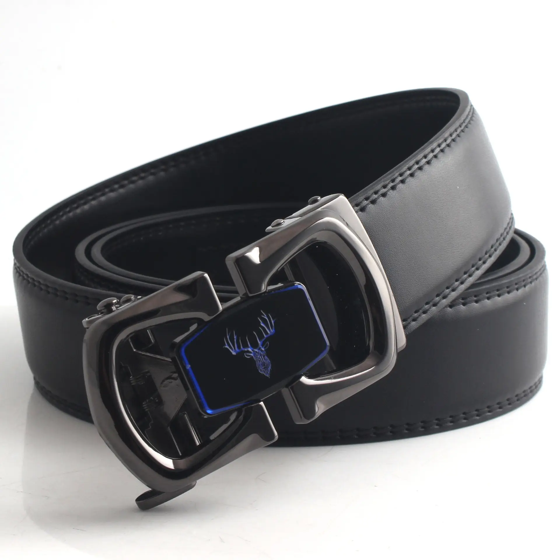 Men's Black Genuine Leather Belt with Automatic Buckle β feature 2