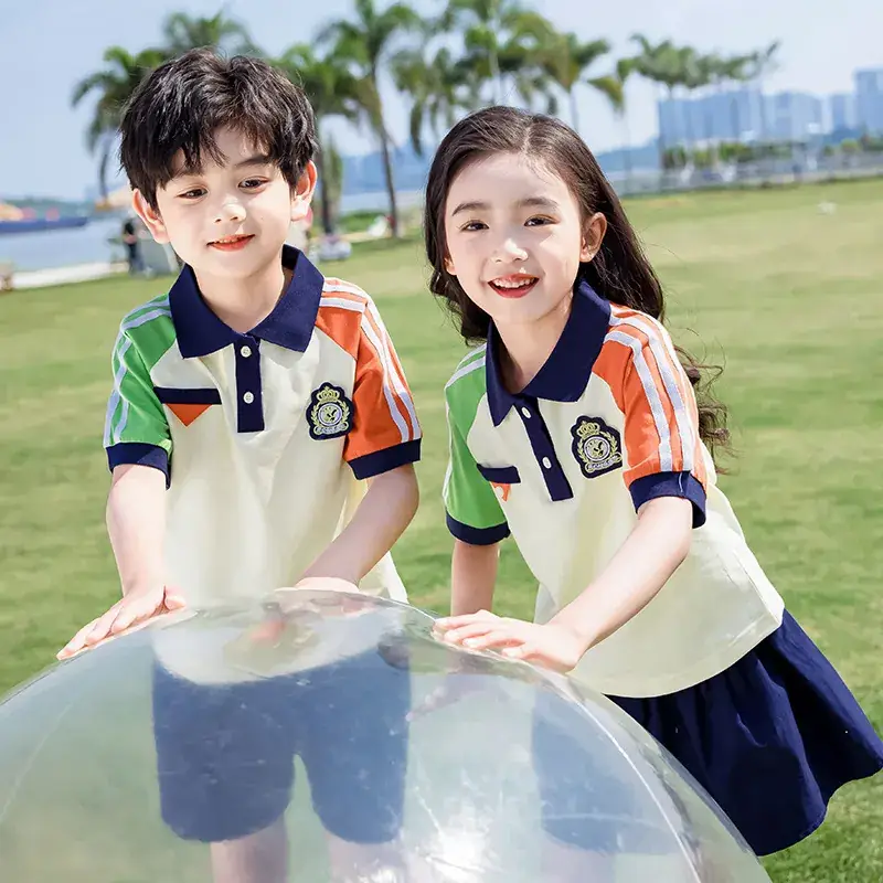 Kids Summer Polo Shirt Set for Girls Boys Primary School - Image 6