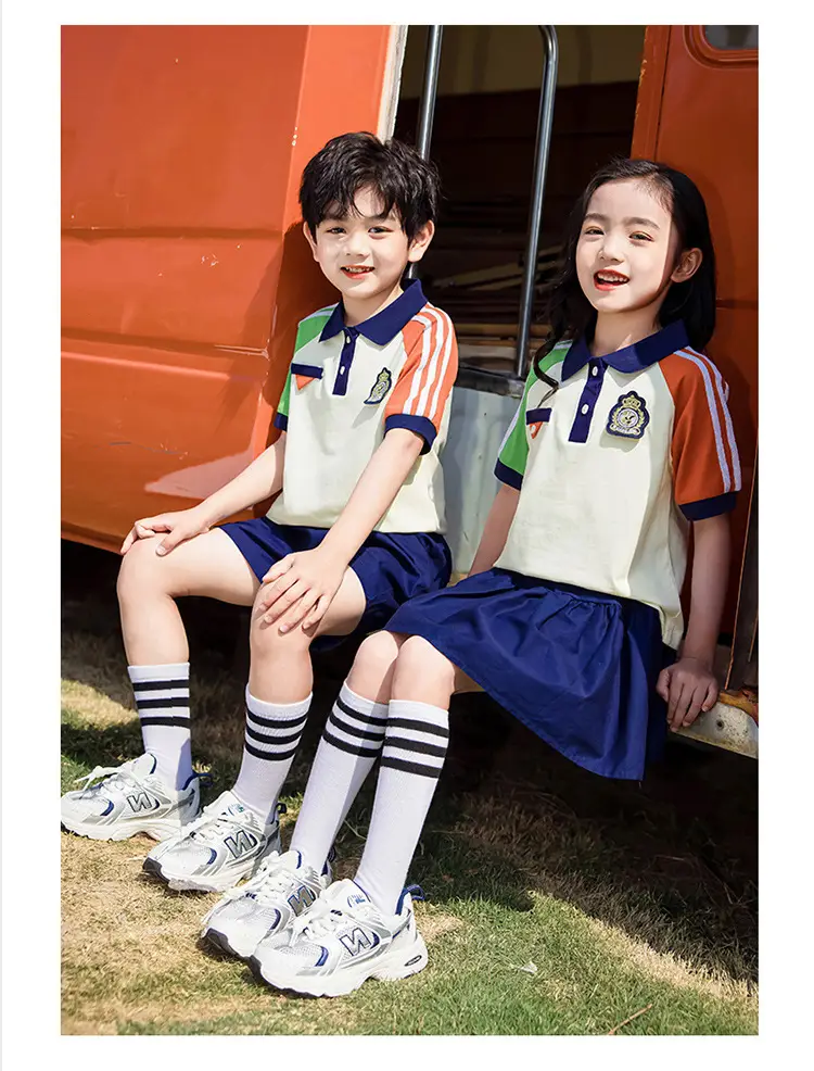 Kids Summer Polo Shirt Set for Girls Boys Primary School — feature 11