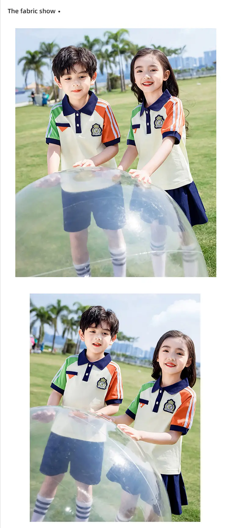 Kids Summer Polo Shirt Set for Girls Boys Primary School — feature 9